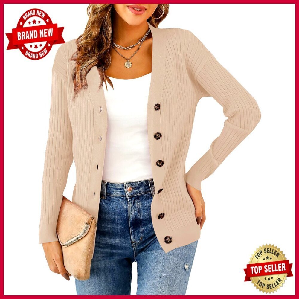 Lightweight Knit Cardigan Long Sleeve Button Down Sweater Slim Fit